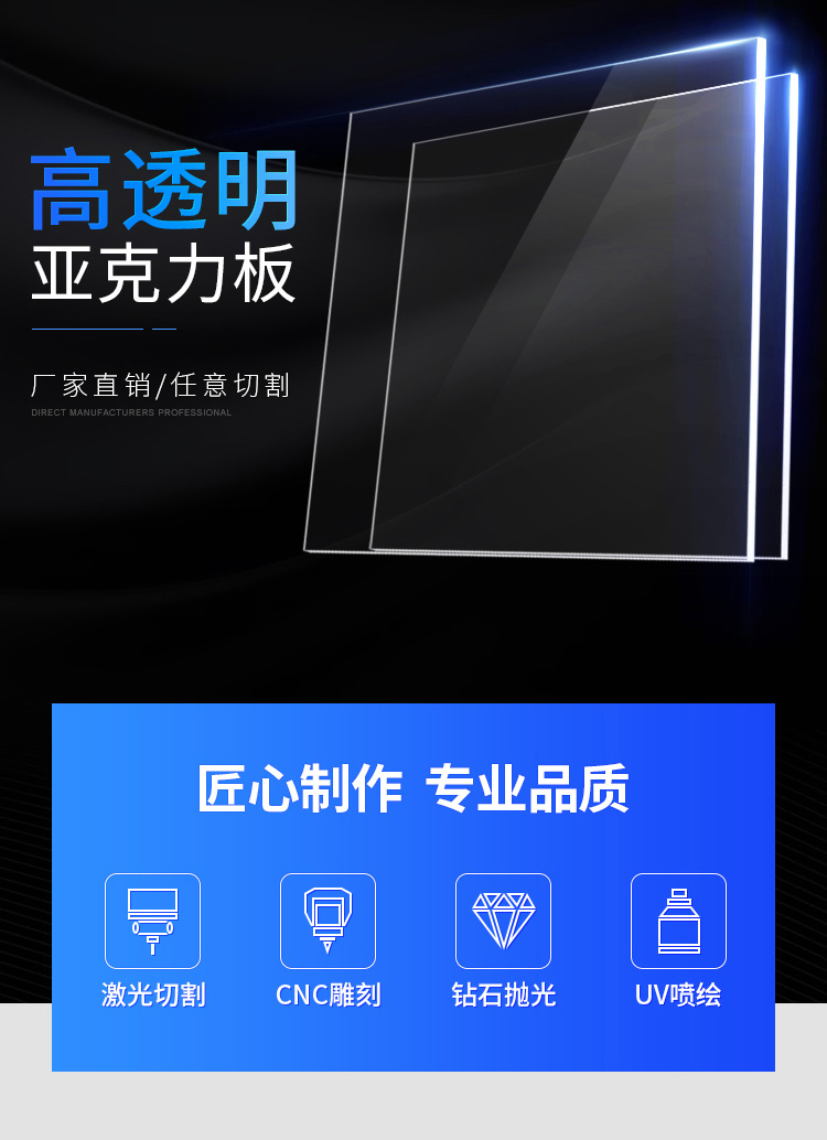 厂家直销高透明亚克力板热弯UV激光雕刻批发零售